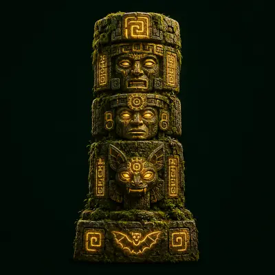 Totem maya sculpté dans la pierre
